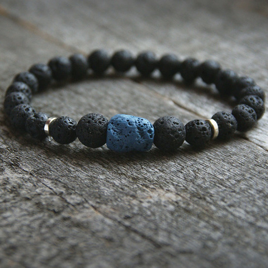 męska bransoletka : LAVA : black & blue kaktusia