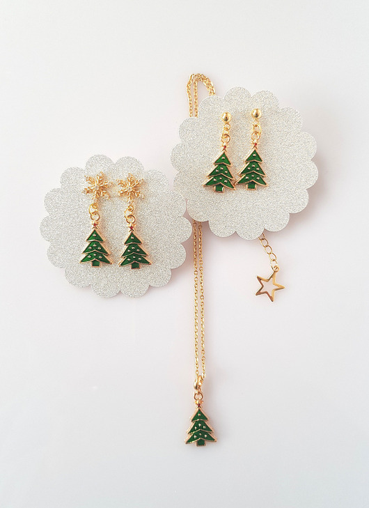 komplet biżuterii Komplet Zielone Choinki