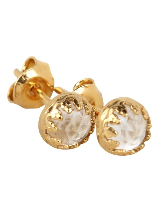 Biżuteria ślubna Kolczyki złote sztyfty Petite z kryształem górskim