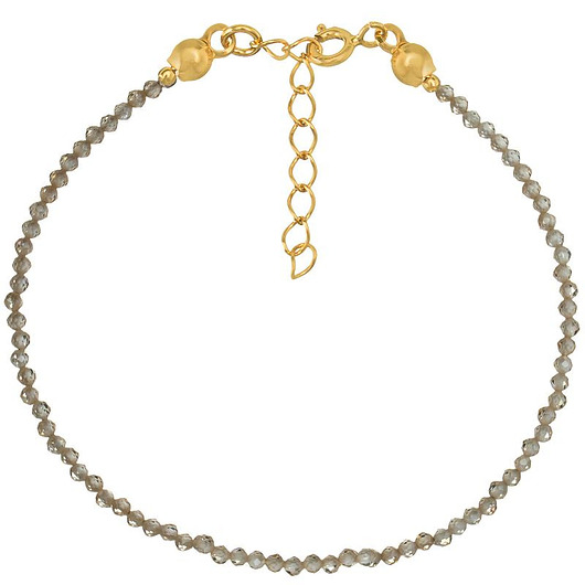 bransoletki z kamieni naturalnych Bransoletka srebrna pozłacana z cyrkonii beżowych 2 mm