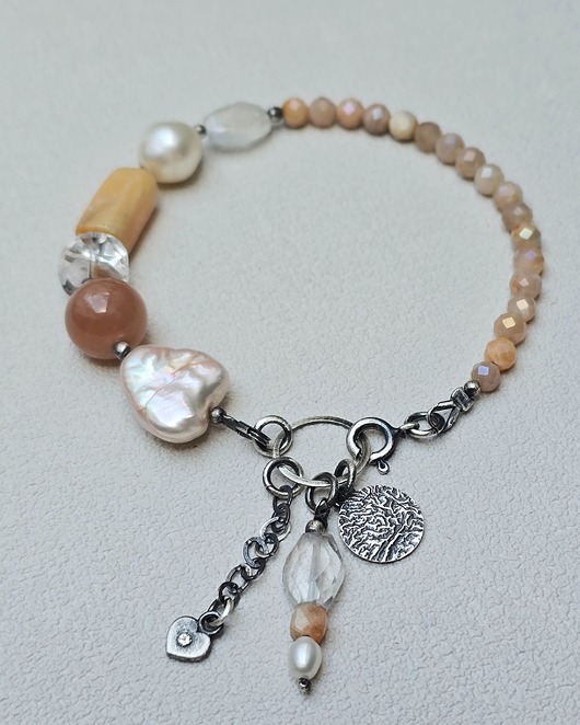 bransoletki z kamieni naturalnych Stonowana Bransoletka Pearl Heart