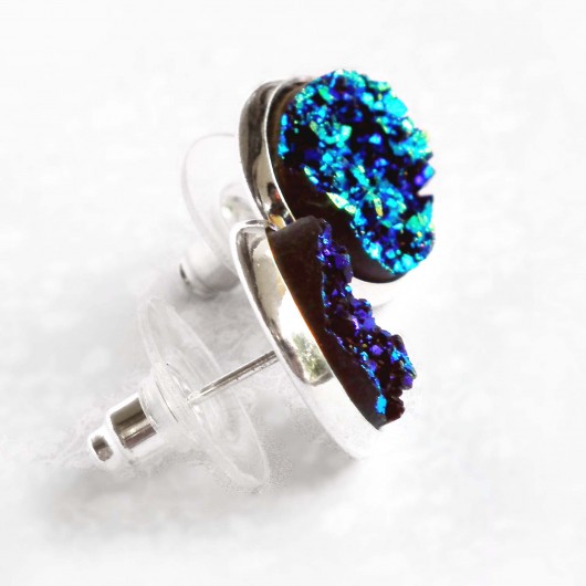 DEEP OCEAN kolczyki z żywicą druzy GalaVena
