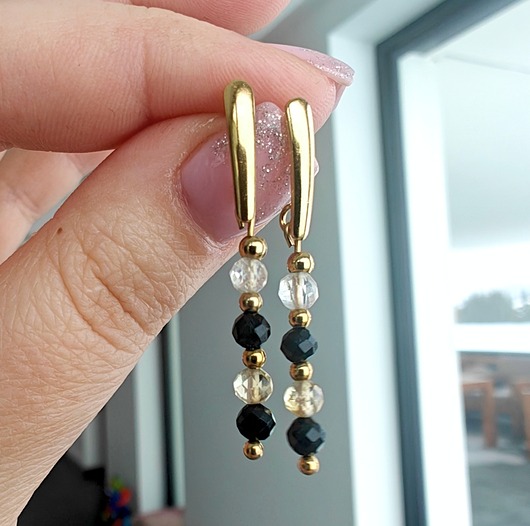 kolczyki z kamieniami Kolczyki wiszące turmalin i cytryn