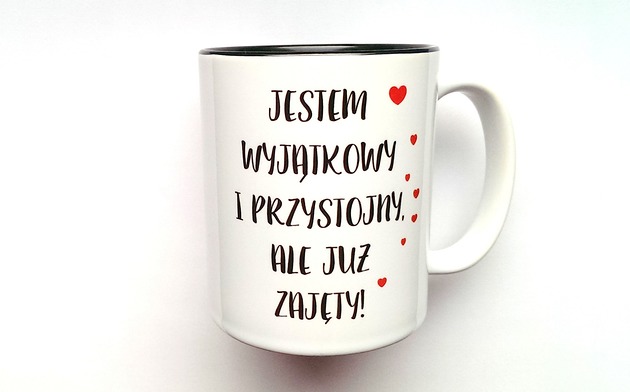 kubki Kubek  ZAJĘTY z CZARNYM WNĘTRZEM