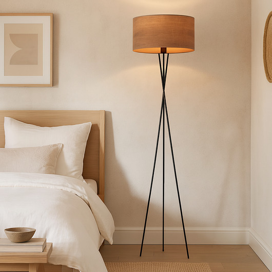 lampy podłogowe Metalowa lampa podłogowa na trójnogu PARYŻ ECO z abażurem
