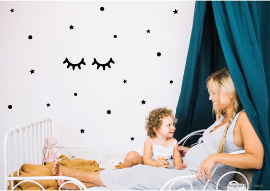 naklejki ŚPIĄCE OCZKA GROCHY GWIAZDKI sleepy DOKEL studio