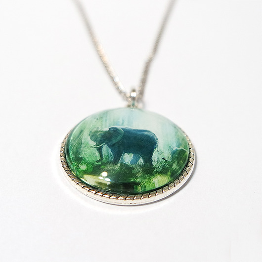 wisiory Medalion, naszyjnik - Słoń - duży
