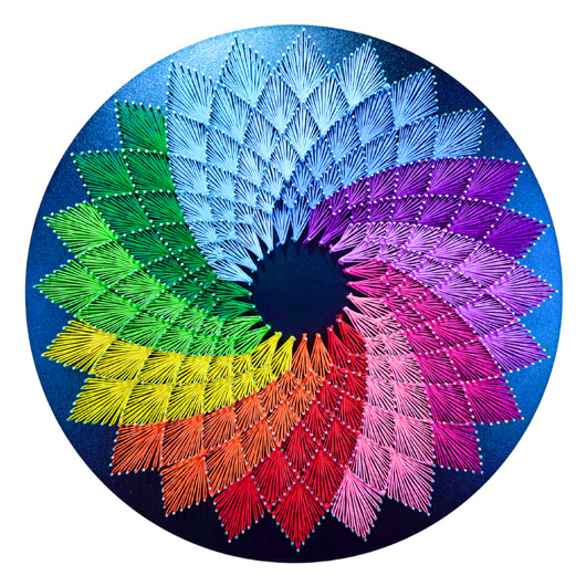 Ozdoby na ścianę Rozeta RAINBOW z tutorialem - Zestaw DIY String Art BOX