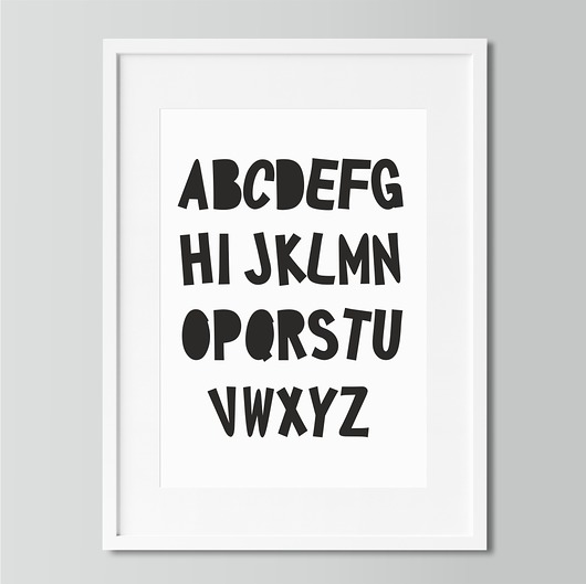 obrazy i plakaty do pokoju dziecięcego Plakat Czarny Alfabet S1