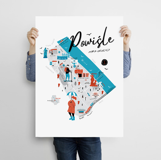 plakaty Warszawa Mapa Powiśle plakat 50x70 cm