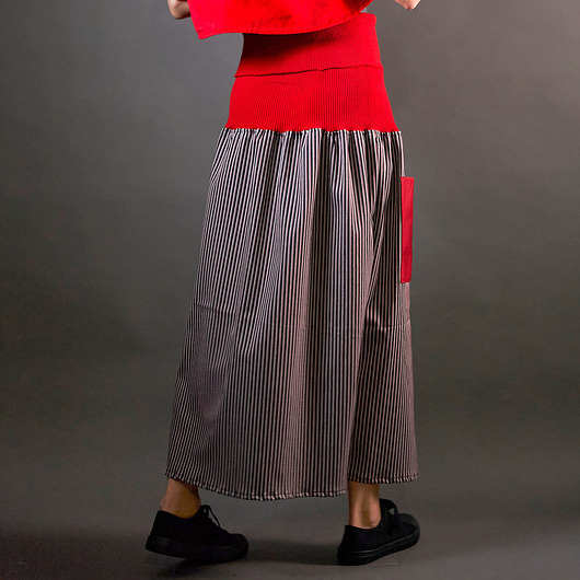 spódnice maxi Spódnica - sukienka w paski ze ściągaczem