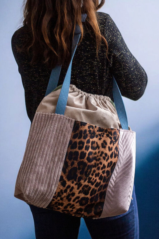 torby na ramię Duża torba z kominem panterka