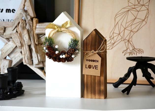2 domki z wiankiem Wooden Love