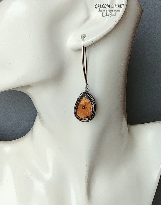 Bursztyn oprawiony. Kolczykowe unikaty handmade Galeria Limart