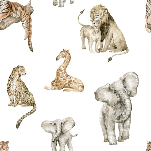 naklejki ścienne do pokoju dziecka Tapeta Savanna Animals 53cmx10m PZ