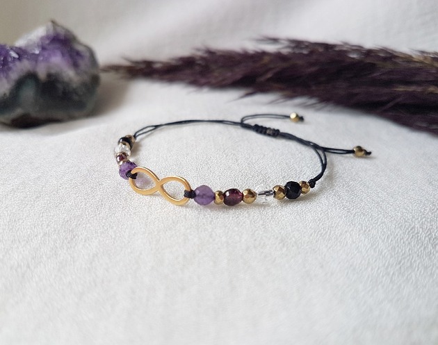 bransoletki z kamieni naturalnych Bransoletka Infinity - Black