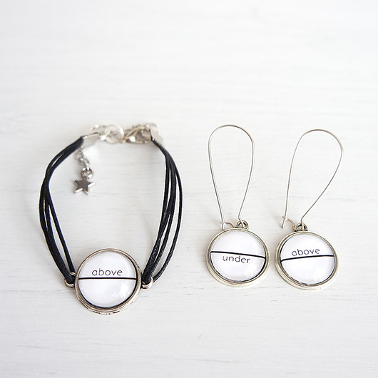 bransoletki ze szkła Komplet - Under above - sznureczki, kolczyki