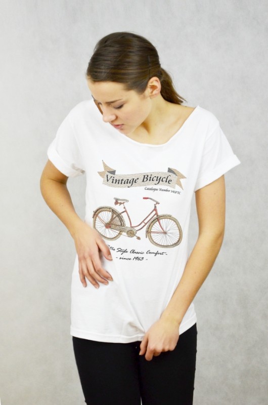 BICYCLE  -Koszulka Oversize szeroki dekolt T-shi GAU great as You