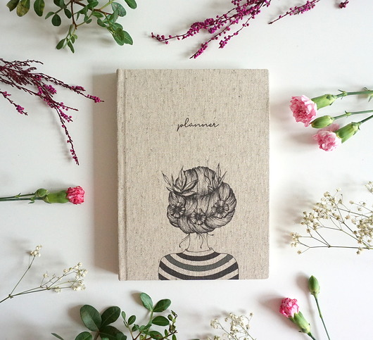 Planner A5   Lniany  Dzienny   BOHO   Handmade Pracownia Zeszytów