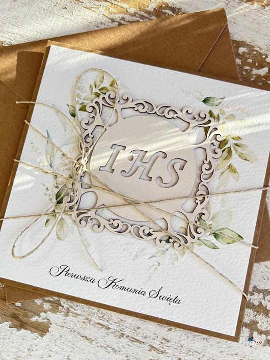 kartki na komunię Kartka na komunię - pamiątka komunii ręcznie robiona