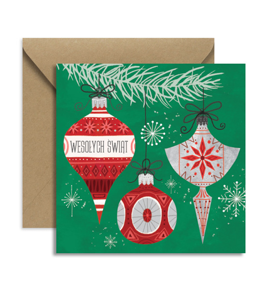 kartki świąteczne Kartka świąteczna Bombki retro