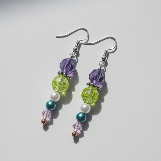 kolczyki - inne Kolorowe kolczyki sople z koralików