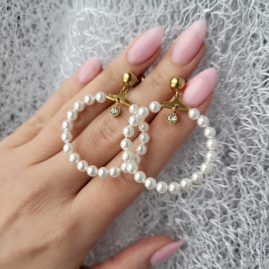 kolczyki z kamieniami Kolczyki koła z perełek Luxury Me