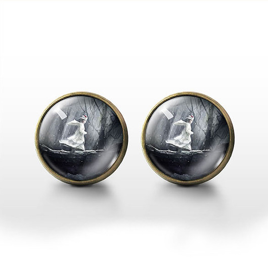 kolczyki szklane Kolczyki sztyfty - Magiczny las - brąz