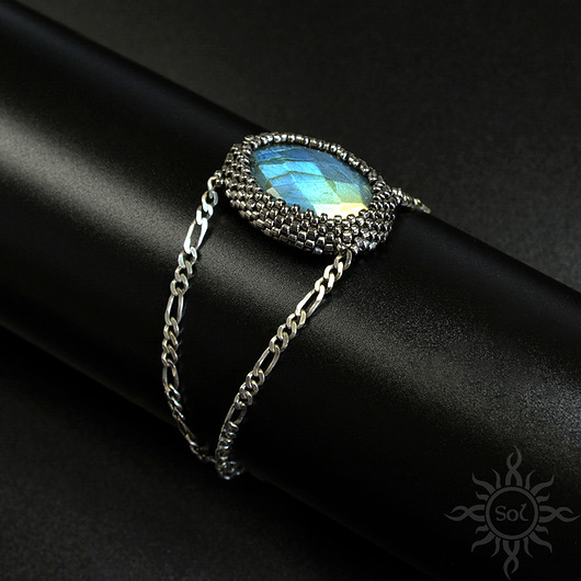 Mithril, bransoleta z fasetowanym labradorytem Sol