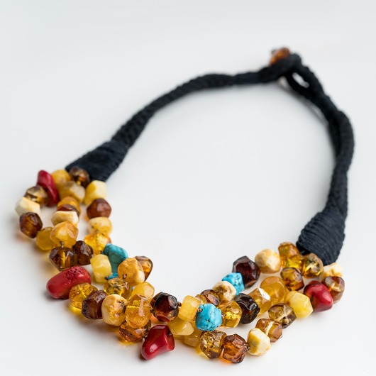 korale Naszyjnik bursztynowy OBCIOSKI koral turkus