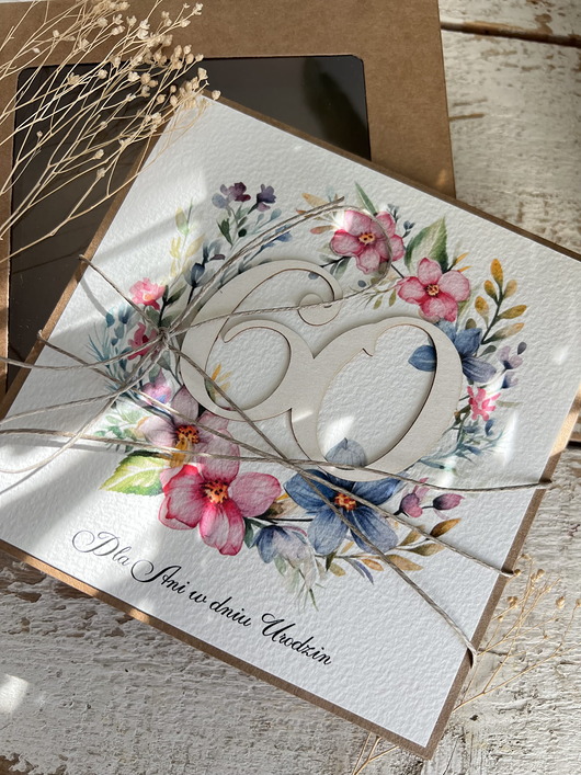 kartki scrapbooking Personalizowany prezent - kartka ręcznie robiona na 60 urodziny, pomysł na pr