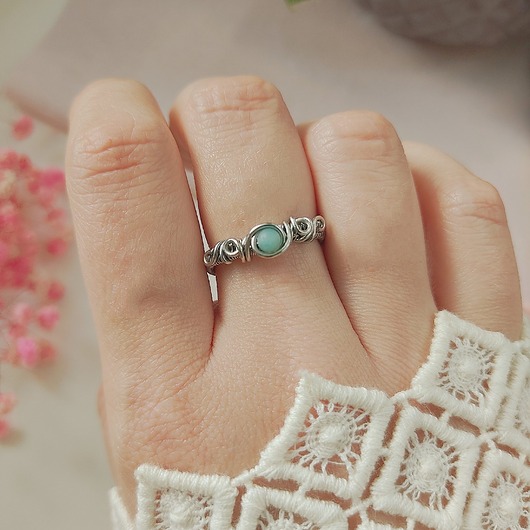 pierścionki srebrne Pierścionek Amazonit regulowany stal chirurgiczna handmade