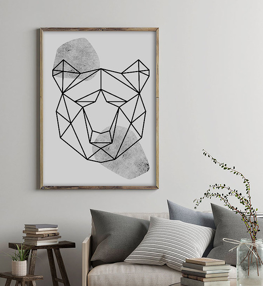 Geometryczne zwierzęta plakat obraz Niedżwiedź Bajkowe Obrazki