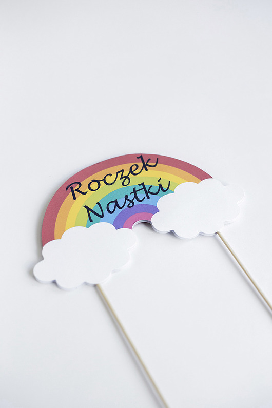 akcesoria dziecięce - różne Topper na tort urodziny TĘCZA