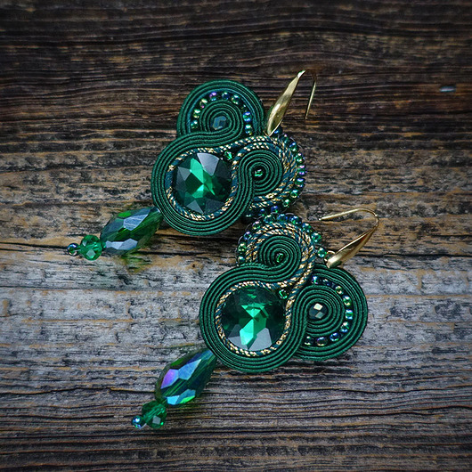 kolczyki soutache Rain Forest - kolczyki sutasz