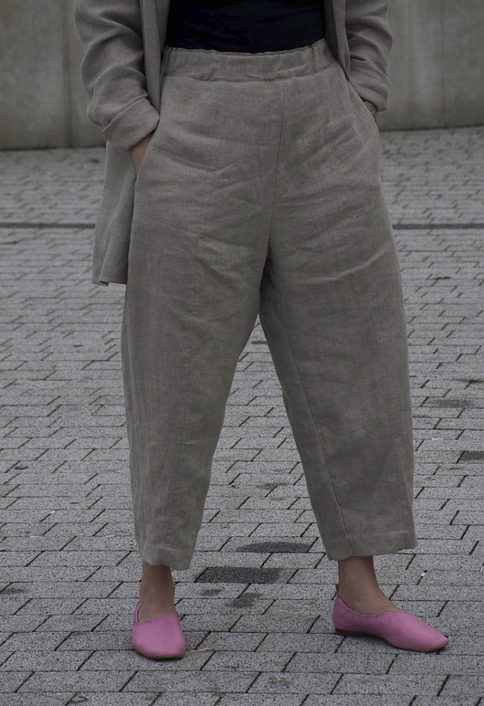 spodnie materiałowe damskie Lniane spodnie ICHI 100% LEN