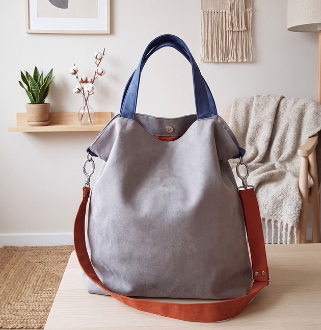 torby XXL Torba hobo XXL - szarość, kobalt, pomarańcz