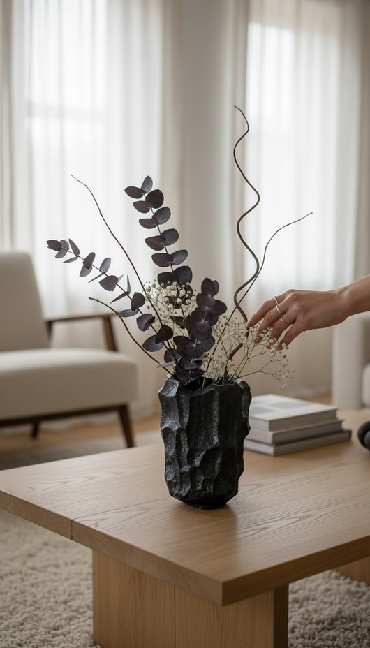 wazony Duży wazon czarny / antracytowy w stylu wabi sabi, obiekt ceramiczny
