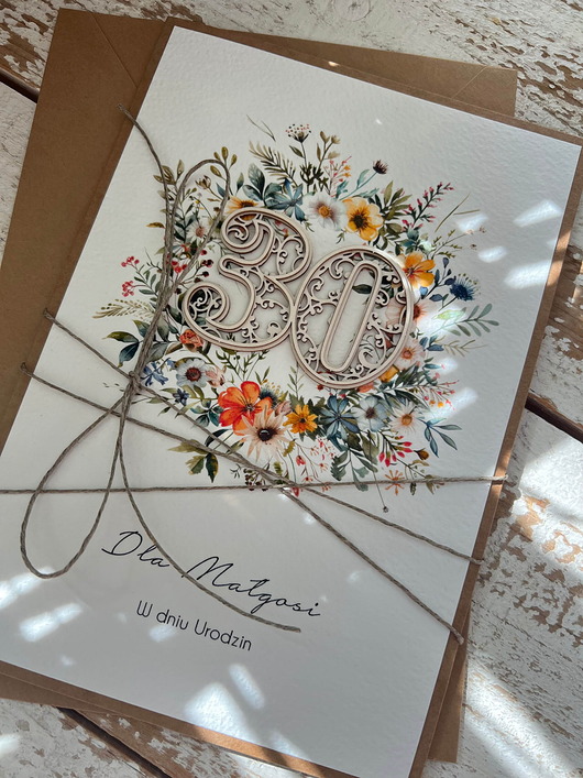 kartki scrapbooking Wyjątkowa personalizowana kartka ręcznie robiona na 30 urodziny, pomysł na pr