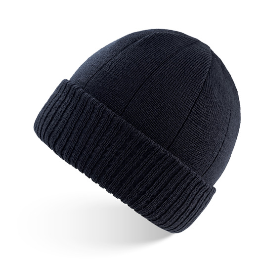 czapki i kapelusze męskie CZAPKA MĘSKA TYPU BEANIE GRANATOWA, ZIMOWA PAOLO PERUZZI BR-03-DB