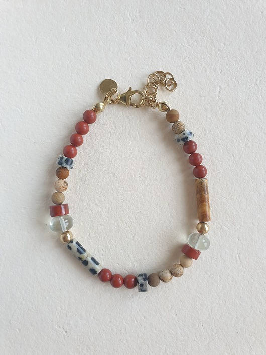 bransoletki z kamieni naturalnych Bransoletka ANTYK jaspis dalmatyński, kryształ górski, jaspis czerwony