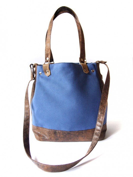 torebka midi h30- blue&gobi chocolate&dots -   elfagado