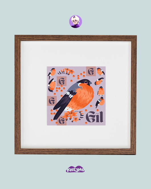 grafiki i ilustracje Plakat z ptakiem Gil ilustracja grafika