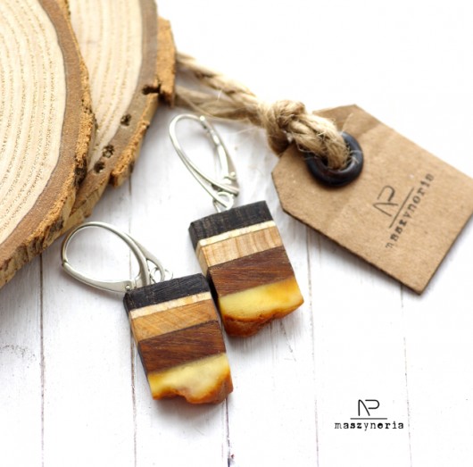 Wood&Amber Kolczyki Heban Maszyneria