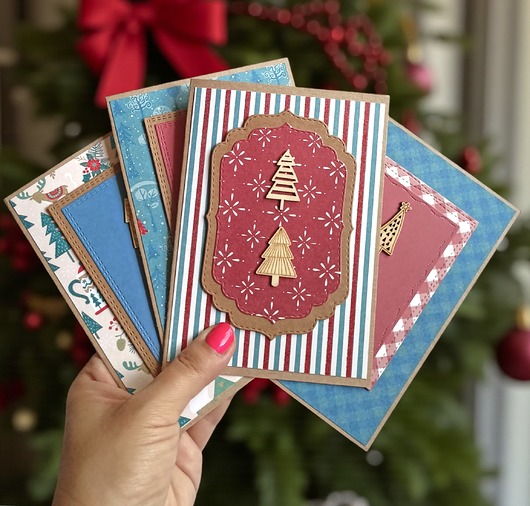 kartki scrapbooking Kartki świąteczne 4szt - ręcznie robione, oryginalne kartki