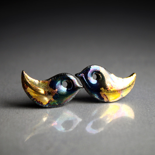 kolczyki ceramiczne Ptaszki /stal chirurgiczna/