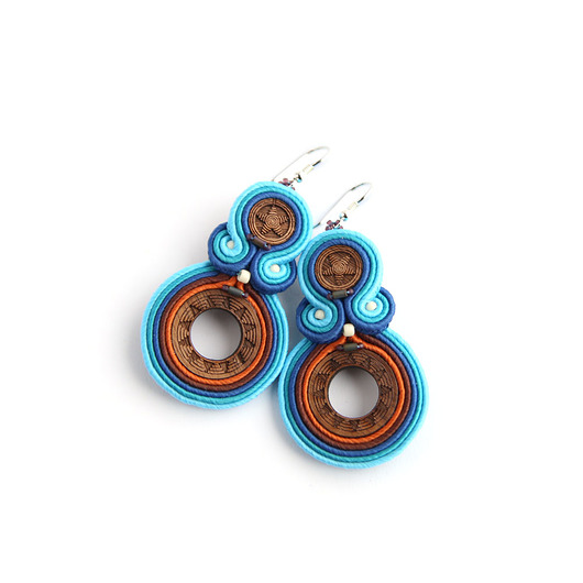 kolczyki soutache Eira M - kolczyki etno, srebro