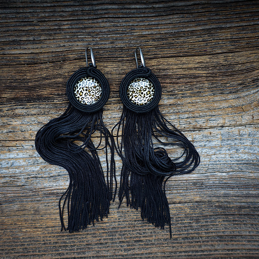 kolczyki soutache Kolczyki sutasz z motywem panterki