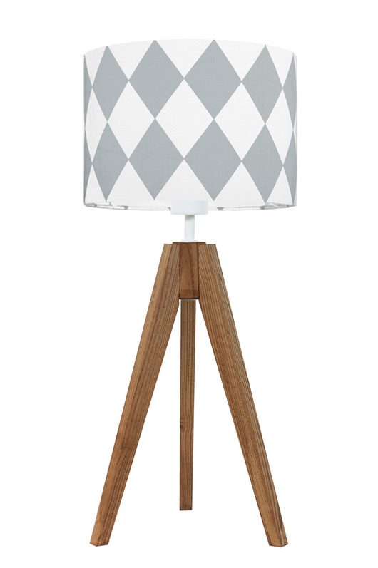 Lampa na stolik dębowa Romby szare youngDECO