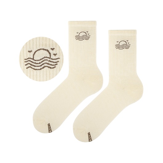 skarpetki damskie Beżowe skarpetki długie SUN bawełniane, surferskie, unisex